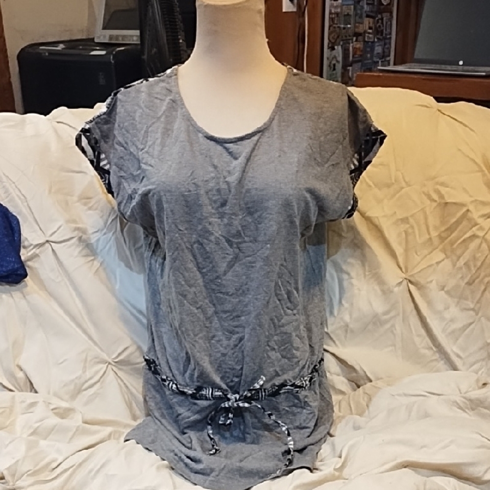 Grey Women's Dress with Tie Detail